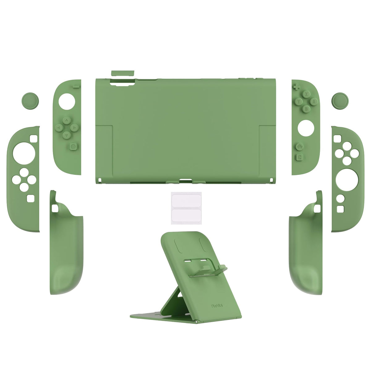PlayVital Hard Case for Nintendo Switch 2 with Extra Stand & Thumb Grip Caps | Split Design, Dockable Protective Full-Body Shell Cover for Nintendo Switch 2 | Solid Color Series, Matcha Green