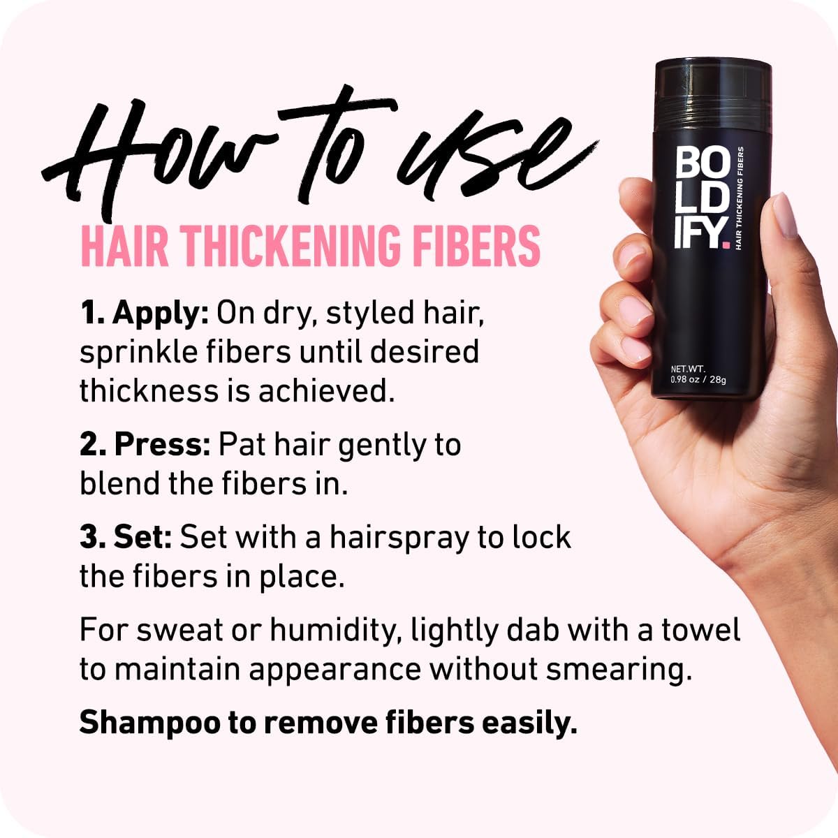 BOLDIFY Hair Fibers for Thinning Hair, for Women & Men, Dark Brown 28g