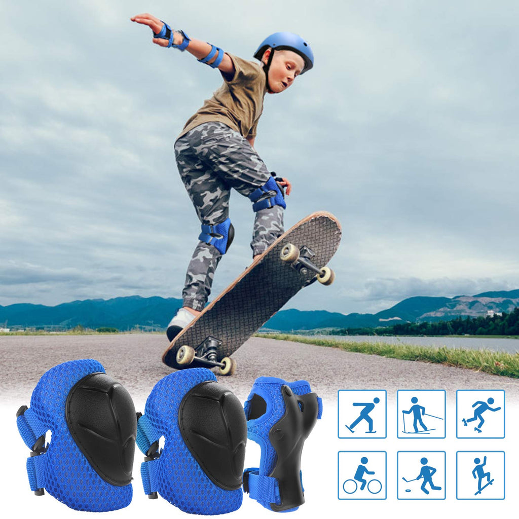 WayEee Kids Bike Helmet Set Knee Pads Adjustable Protective Gear, 3-14 Age | 7pcs skateboard set with knee pads elbow pads wrist guards double size sport cycling bike roller skating scooter boys girls