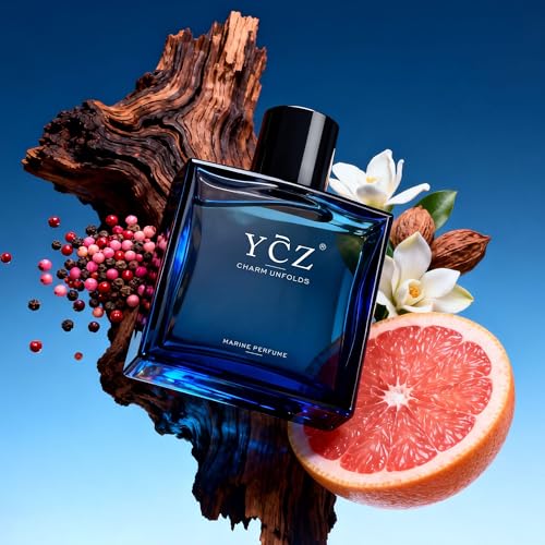 Ycz Midnight Marine Eau de Parfum for Men, 1.7 Fl Oz | Long-Lasting Fresh Marine Woody Fragrance with Grapefruit, Ginger, and Cedar Notes for Daily Wear, Date Nights, and Gifts.