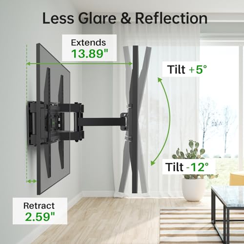 USX MOUNT Full Motion TV Wall Mount for Most 32-70 inch TVs up to 99 lbs, Wall Mount Bracket with Dual Articulating Arms, Swivel, Tilt, Max VESA 400x400mm, TV Mount Fits 12”/16” Wood Studs