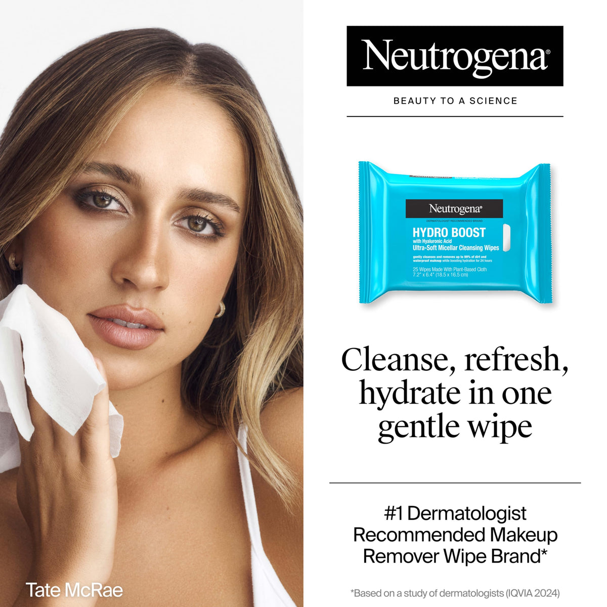Neutrogena Hydro Boost Cleansing Wipes Makeup Remover, 25 Ct | Micellar Cleansing Cloths, Gently Removes Oil, Dirt, Waterproof Makeup, Hydrating Hyaluronic Acid