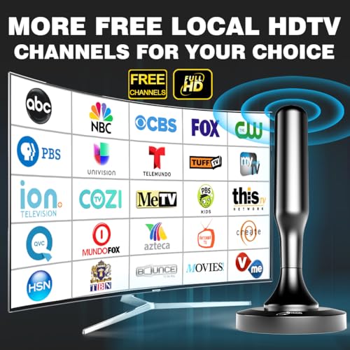 HIDB TV Antenna for Smart TV Indoor, Digital TV Antenna for Local Channels | OTA Digital HD Signal Antenna with Magnetic Base and 10ft Cable for Easy Setup