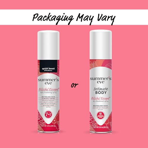 Summer's Eve Daily Refreshing Feminine Spray, Blissful Escape, 2 Oz | Talc-Free, Daily Body Spray for Women, Feminine Care that Neutralizes & Reduces Body Odor, Gynecologist-Tested, On-The-Go