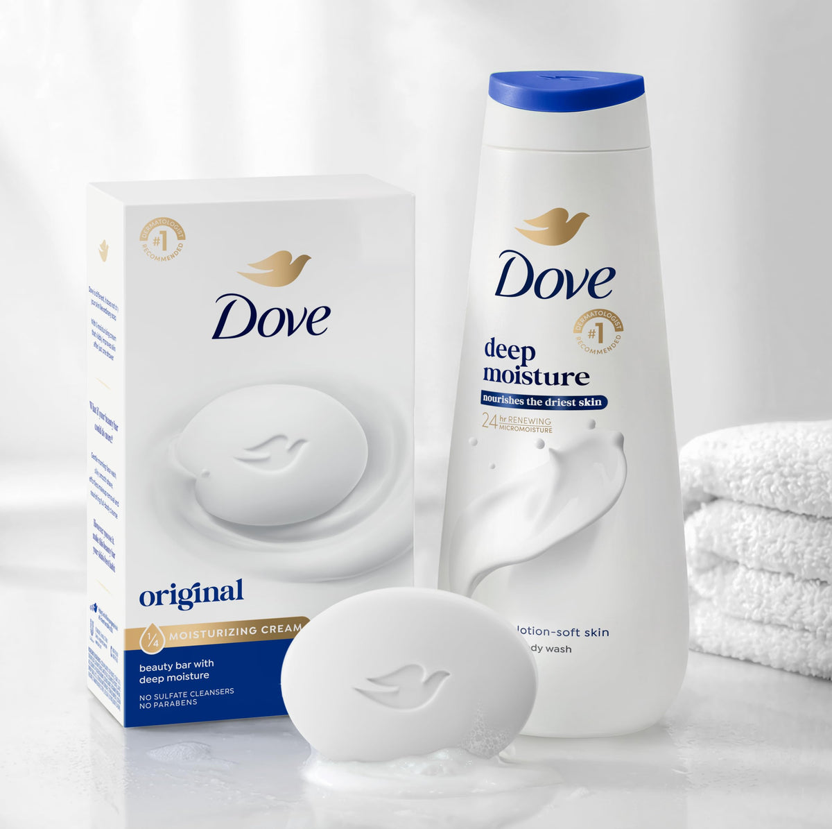 Dove Beauty Bar Soap Original 8 Count for Soft, Smooth Skin, with 1/4 Moisturizing Cream 3.75 oz