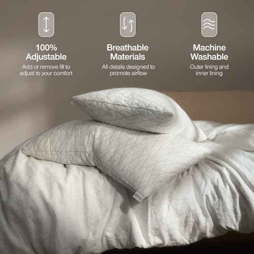 Coop Home Goods Original Adjustable Pillow, Queen Size Bed Pillow for Sleeping, Cross Cut Memory Foam Pillow - Medium Firm Back, Stomach and Side Sleeper Pillow, CertiPUR-US/GREENGUARD Gold