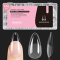 Beetles Medium Almond Nail Tips 576pcs 12 Sizes Pre-Etched Soft Gel Tips | Half Matte Full Cover Press on False Nail Tips Acrylic Nails DIY Extension Gift for Women