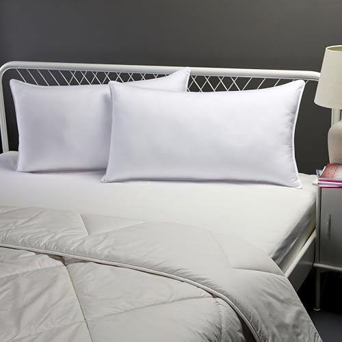 Amazon Basics Down Alternative Bed Pillows for Back and Side Sleepers, Medium Density, King Size, 36" x 20", White, 2-Pack
