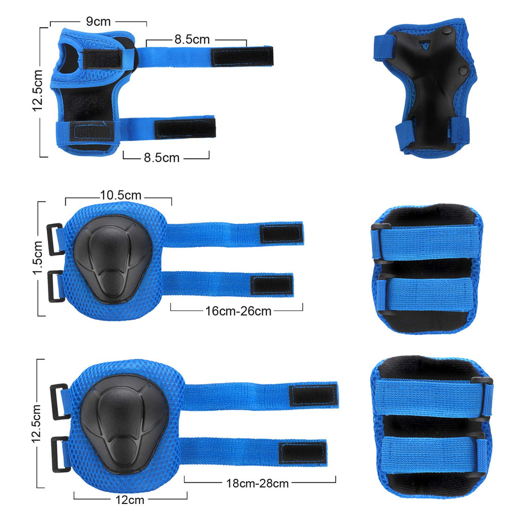 WayEee Kids Bike Helmet Set Knee Pads Adjustable Protective Gear, 3-14 Age | 7pcs skateboard set with knee pads elbow pads wrist guards double size sport cycling bike roller skating scooter boys girls