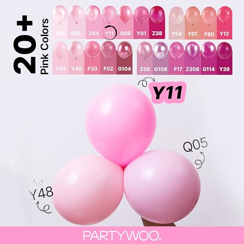PartyWoo Pink Balloons 127pcs Matte Pink Balloons Different Sizes | 36 18 12 10 5 Inch for Baby Shower Valentine's Day Princess Bachelorette Birthday Valentine's Party Decorations Pink-Y11