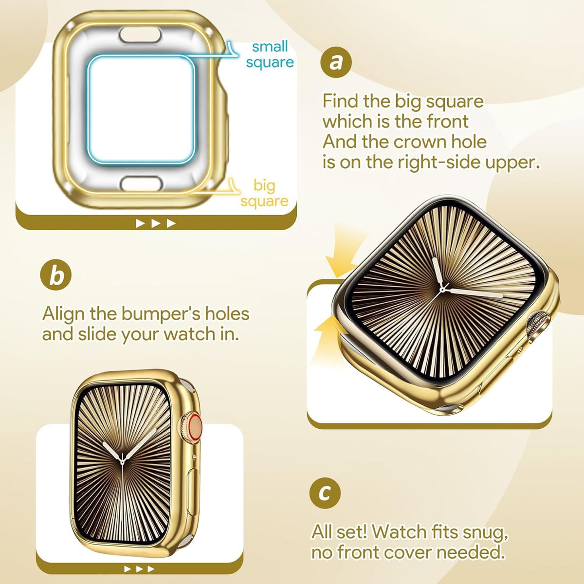 JR.DM 40mm Soft Flexible TPU Case Compatible for Apple Watch Series 6/5/4/SE Touchable Screen Lightweight Anti-Scratch All-Around Protector Thin Guard Shockproof Cover Shiny Bumper for iWatch, Gold