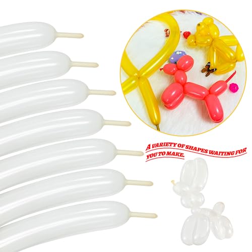 LXZFCRG 260 Balloons Clear Long Skinny Latex Balloon for Balloon Animals, 100Pcs Twisting Ballon Shine for Balloons Arch Party Supplies Weddings Birthday (Clear)