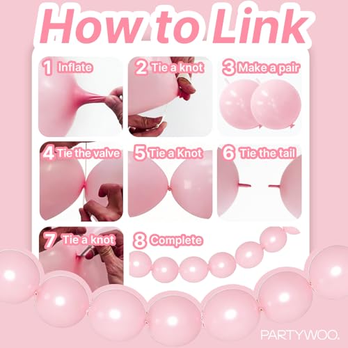 PartyWoo Pastel Linking Balloons 100pcs 6 Inch Rainbow Link Balloons | for Baby Shower Gender Reveal Engagement Bachelorette Easter Bridal Shower Anniversary Birthday Graduation Party Decorations