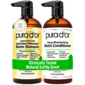 PURA D'OR Gold Label Anti-Thinning Biotin Shampoo & Conditioner, 16oz x2 | Thicker-Looking Hair, Clinically Tested, Botanical Extracts, Aloe Vera Base, Men & Women, Sulfate-Free, Natural Earthy Scent