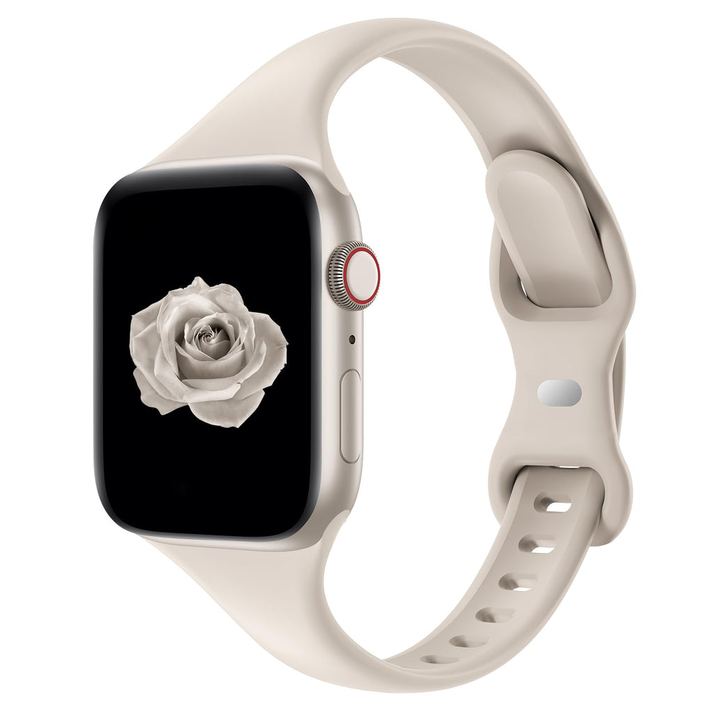 Thin Slim Silicone Band Compatible with Apple Watch Women Men, Starlight | 38mm 40mm 41mm 42mm 44mm 45mm 46mm 49mm, Soft Sport Strap Wristbands for iWatch Series 12/11/10/9/8/7/6/5/4/3/2/1 SE Ultra