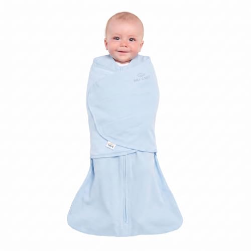 HALO SleepSack Swaddle | Cotton | 1.5 TOG | 68-75°F | 6-12 lbs |Baby Blue | 3-Way Swaddle: Arms In, Hands-to-Face or Arms Out | Double Zipper for Easy Changes | Hip-Healthy Design | Newborn 0-3 Months