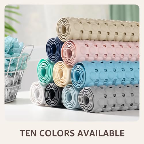 OTHWAY Bath Tub Shower Mat Non Slip, Bathtub Floor Liner Mats for Inside Shower Bathroom, Suction Cups and Drain Holes for Feet Scrubbing, Machine Washable, Soft on Feet, 35x16 Inch, Grey