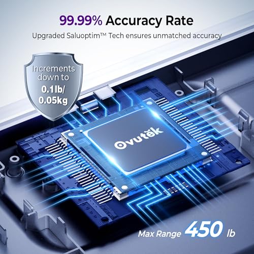 Ovutek Bathroom Scales Digital Weight 450lb, Most Accurate to 0.05lb | Extra LED Display with Large Clear Numbers for Body Weighting, Baby, Pet, Elderly Home Use, Sturdy and Durable Base Machine