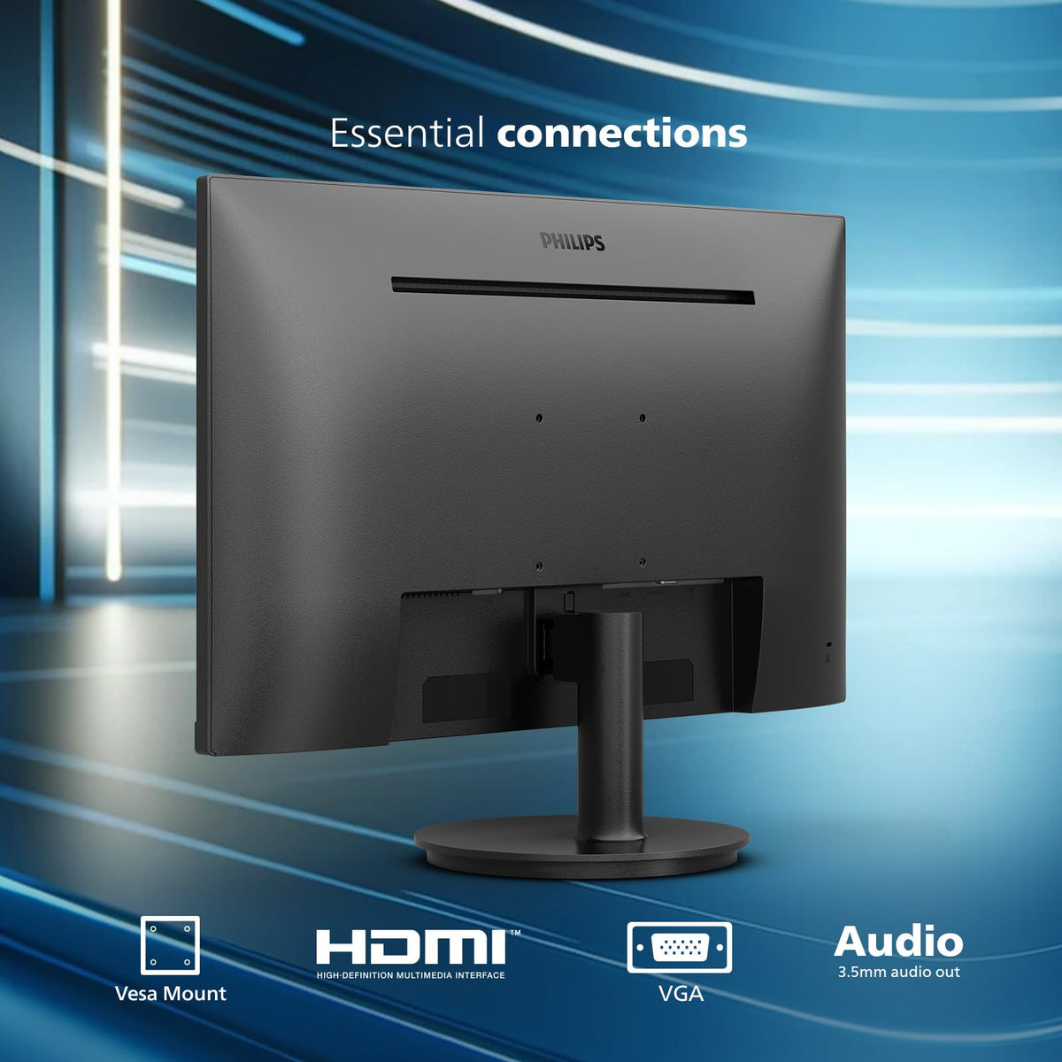 Philips 24 Inch Computer Monitor FHD 100Hz VA VESA Flicker-Free, 241V8LB | 1920×1080 LED Monitor, 4ms GtG, Adaptive Sync, HDMI 1.4, Tilt Adjust, Low Blue Light, 4yr Advance Replacement Warranty