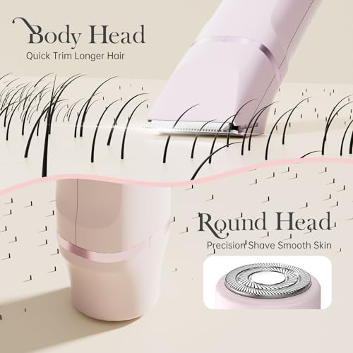 Risina 2-in-1 Bikini Trimmer for Women, Electric Razors for Women, Gifts | IPX7 Waterproof, Rechargeable, Ceramic Blades, Face Shaver and Body Hair Trimmer for Bikini Line, Pubic Hair, Legs, Underarms