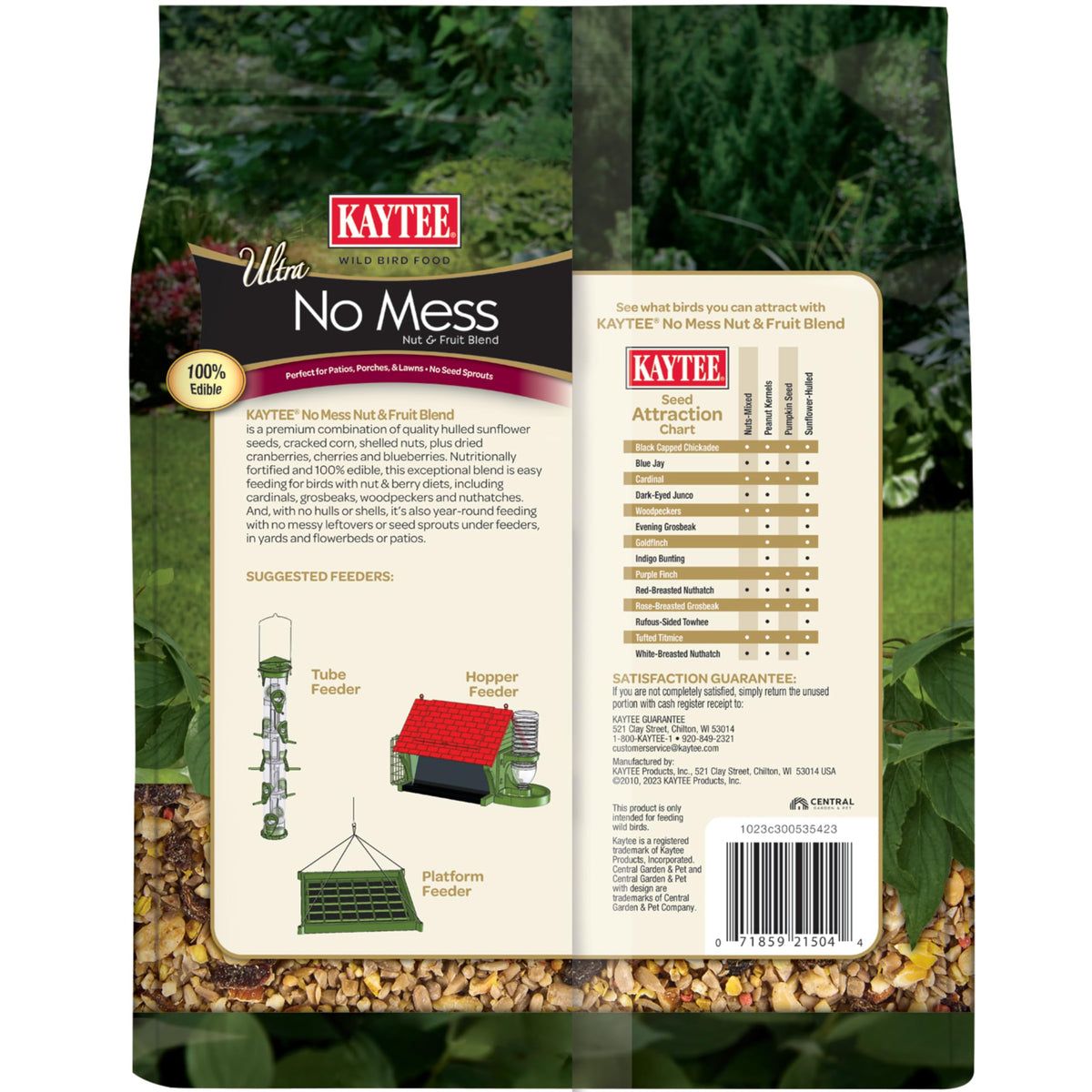 Kaytee Wild Bird Ultra No Mess Nut & Fruit Food Seed Blend For Blue Jays, Woodpeckers, Juncos, Cardinals, Grosbeaks, Sparrows, and Finches, 5.5 Pound