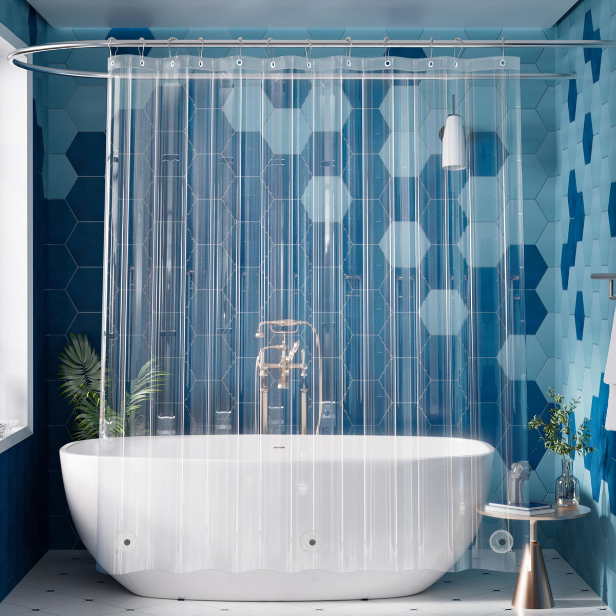 Titanker Shower Curtain Liner Clear Plastic Shower Liner 72 x 72 Lightweight Waterproof PEVA Shower Curtains for Bathroom with Magnets and Rustproof Grommets