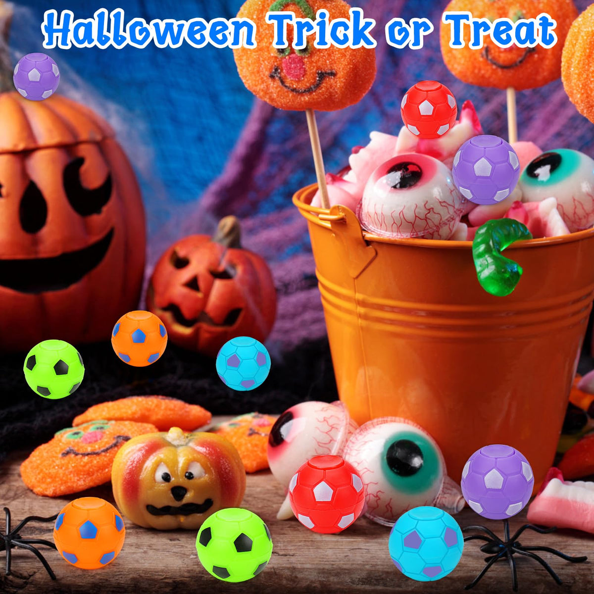 32PCS Fidget Spinner Soccer Balls Halloween Party Favors for Kids 4-8 8-12 | Halloween Goodie Bag Stuffers Non Candy Treats Classroom Treasure Toys Carnival Prize Bulk Pinata Filler Birthday Trinket