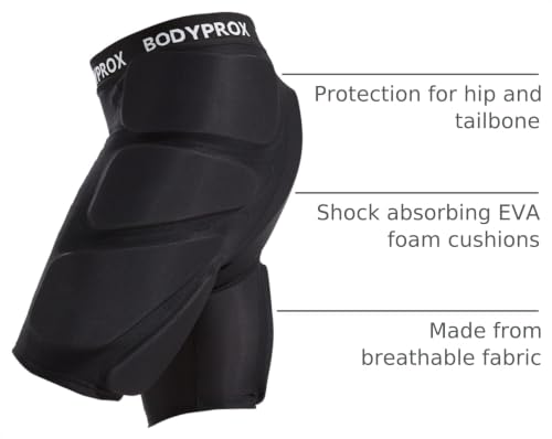 Bodyprox Protective Padded Shorts for Snowboard,Skate and Ski,3D Protection for Hip,Butt and Tailbone