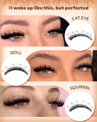 Goddvenus Manga Lash Clusters With Spikes Wispy Cluster Eyelash Extensions Full-volume Anime Eyelashes Clusters Reusable Faux Mink Fairy Individual Lash Extension (D Curve 12-18mm 204 pieces)