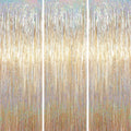 Voircoloria Champagne Foil Fringe Backdrop Curtains, 3.3x6.6ft, 3pcs | Tinsel Streamers, Birthday Party Decorations, Baby Shower, Gender Reveal, Graduation