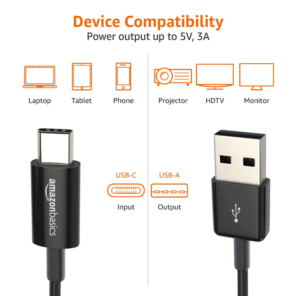 Amazon Basics USB-A to USB-C Fast Charger Cable, USB 2.0, 480Mbps Data Transfer Speed, USB-IF Certified, for Apple iPhone 16/15, iPad, Samsung Galaxy, Tablets, Car, 3ft, Black