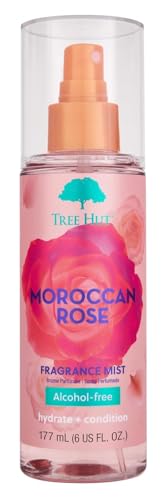 Tree Hut Moroccan Rose Hair & Body Mist, Alcohol-Free Body Spray, 6 Fl Oz | Alcohol-Free Body Spray, Fragrance with Bergamot, Tea Rose & Amber Notes, Everyday Fragrance Spray for Women