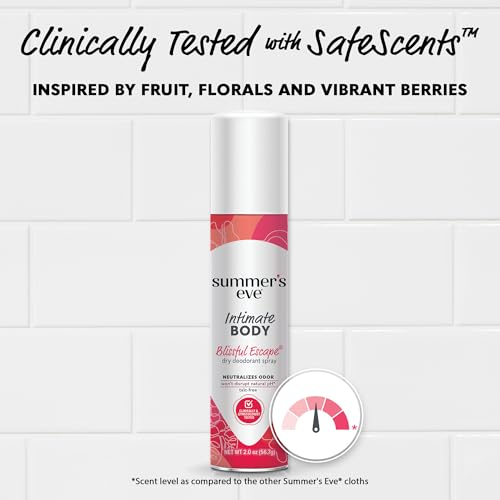 Summer's Eve Daily Refreshing Feminine Spray, Blissful Escape, 2 Oz | Talc-Free, Daily Body Spray for Women, Feminine Care that Neutralizes & Reduces Body Odor, Gynecologist-Tested, On-The-Go