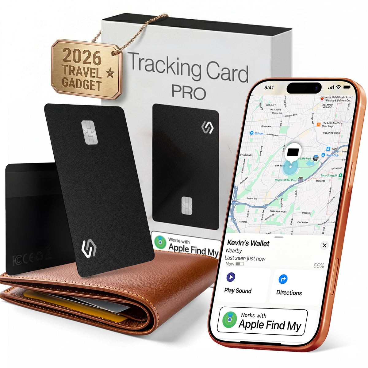 SPOTMINDERS Apple MFi Certified Wallet Tracker PRO Works with Apple Find My IP68 Rechargeable Tracking Card for Wallet Luggage Passport 0.07in Slim Credit Card Design Item Finder