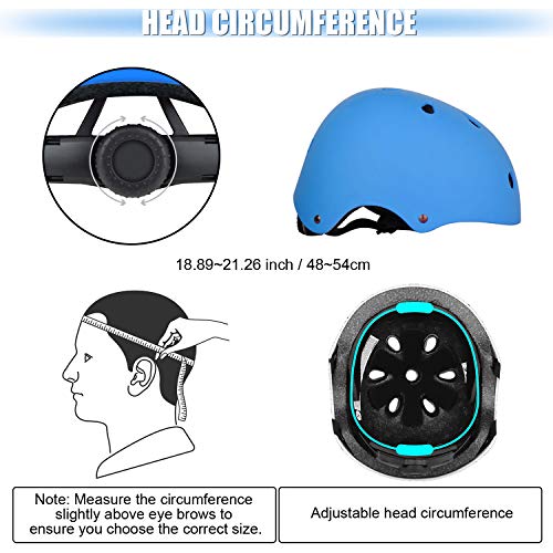 WayEee Kids Bike Helmet Set Knee Pads Adjustable Protective Gear, 3-14 Age | 7pcs skateboard set with knee pads elbow pads wrist guards double size sport cycling bike roller skating scooter boys girls