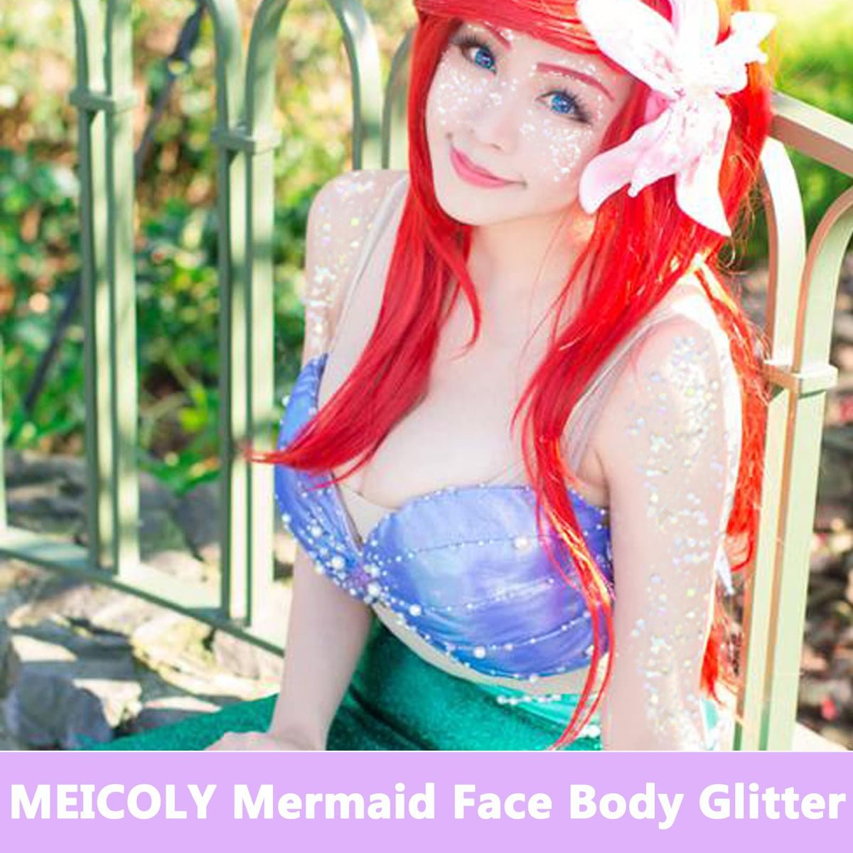 MEICOLY Clear White Face Body Glitter Gel, Halloween Mermaid Fairy Hair Glitter Makeup for Kids Women,Sparkly Party Singer Concerts Glitter Gel,Mardi Gras Rave Running Half Marathon Accessories,50ml