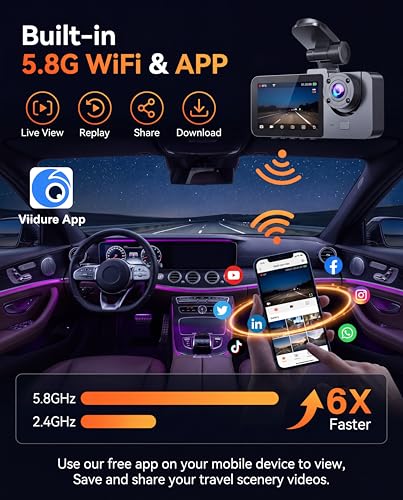 Dash Cam Front and Rear Inside, 4K Full HD 3 Channel Dash Camera for Car