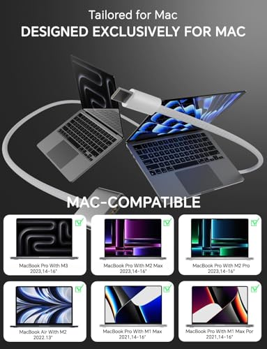 140W Charger for MacBook Pro 16 14 inch Mac Air 15 13 inch 2026 2025 2024 | 23 22 21 M1–M5【Original Quality】 Fast Charger Power Adapter & 6.6FT Type C to Magnetic 3 Cable LED Applicable 2021-26 (White)