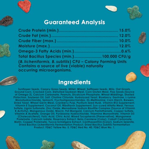 Kaytee Forti-Diet Pro Health Nourish+Protect Conure & Lovebird Food, 4 lb | Balanced digestion. Conure food with prebiotics and probiotics. Parrot food, antioxidants, omega-3s