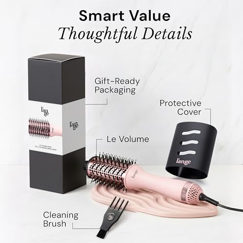 L'ANGE HAIR Le Volume 2-in-1 Titanium Blow Dryer Brush | Frizz Control Blowout Hair Dryer Brush for Drying and Styling | Volumizing Hot Air Styler for All Hairstyles | Oval Barrel | Blush - 60mm