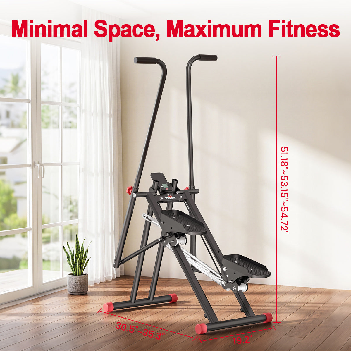 RELIFE REBUILD YOUR LIFE Indoor Stair Climber Compact Stair Stepper for Cardio Training Full Body Stairmaster Workout Machine with Extended Step Range