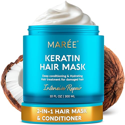 MAREE Deep Conditioning Hair Mask for Damaged Hair - Deep Hydrating Protein | Hair treatment mask for dry hair, hair moisturizer, hair gloss for women, deep conditioner for dry damaged hair, curly mask