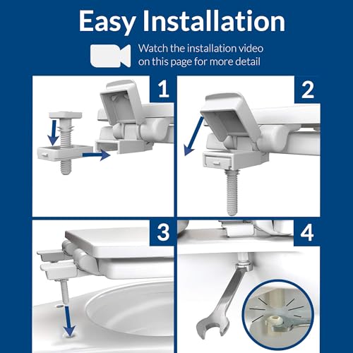 Mayfair Cassel slow close toilet seat, easy clean non-slip premium wood seat, install, made in USA, elongated, white