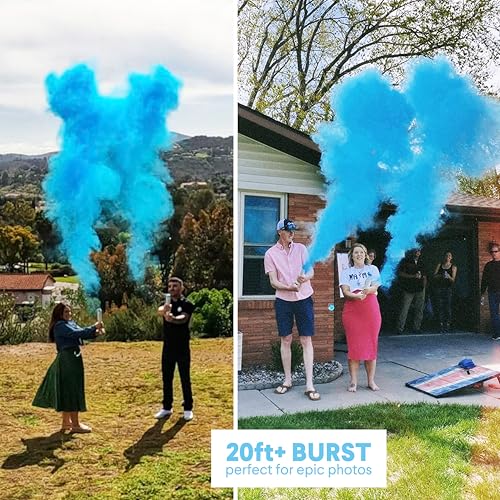 PrimePure Gender Reveal Confetti Cannon, Biodegradable Blue Powder, 2 Pack | Biodegradable Powder Cannon Smoke Bombs, Ideal for Outdoor or Indoor Baby Boy Gender Reveal Party & It's a Boy Baby Shower