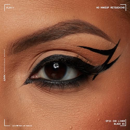 NYX PROFESSIONAL MAKEUP Epic Ink Eyeliner with Up To 24HR Wear, Black | Liquid Eyeliner with Waterproof, Smudge-proof & Transfer-Resistant Formula, Vegan & Cruelty Free