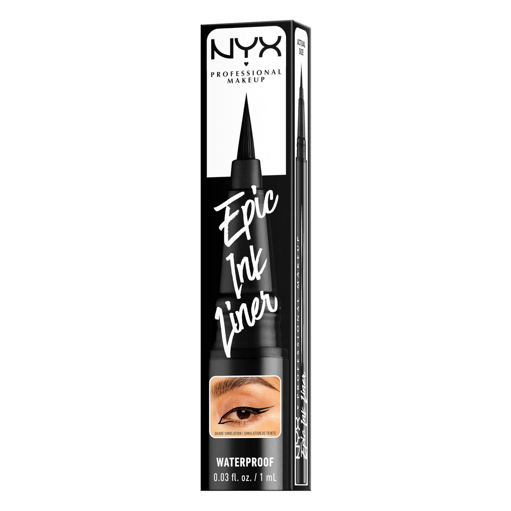 NYX PROFESSIONAL MAKEUP Epic Ink Eyeliner with Up To 24HR Wear, Black | Liquid Eyeliner with Waterproof, Smudge-proof & Transfer-Resistant Formula, Vegan & Cruelty Free