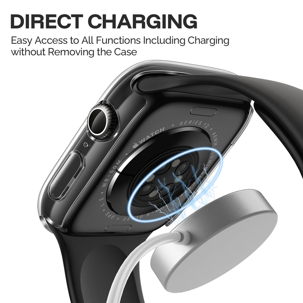 Misxi 2-Pack Hard Case for 46mm Apple Watch Series 12 (2026) | Cover with 9H Tempered Glass Screen Protector for 12, Ultra-Thin Anti-Fall Protection Anti-Scratch, Crystal Transparent