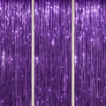 DECOCKRAT 3 Pack Foil Fringe Backdrop - Purple Shiny Tinsel Curtains for Party Decoration/Photo Booth Props - 3.3x8.2 FT Metallic Foil Backdrop for Birthday, Wedding, Graduation, Christmas.