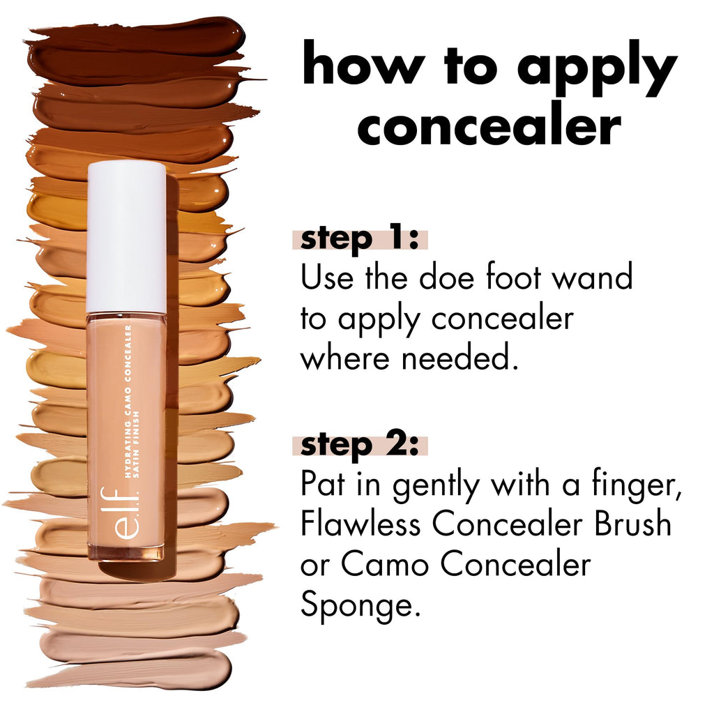 e.l.f. Hydrating Camo Concealer, Full Coverage, Light Ivory | Satin Finish, Under-Eye & Blemish Coverage, Hydrating Formula, Long-Lasting Wear, Non-Creasing, Vegan & Cruelty-Free