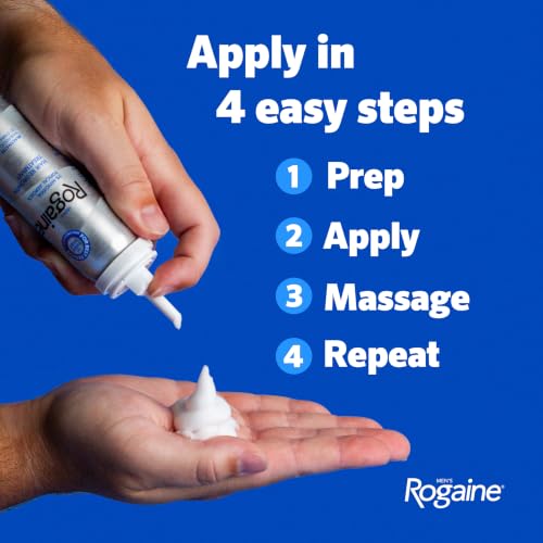 Men's Rogaine 5% Minoxidil Topical Foam, Unscented, 3 x 2.11 oz | Hair Regrowth Foam, Topical Hair Loss Treatment for Men, Regrow Fuller, Thicker Hair, Unscented, Aerosol, 3-Month Supply